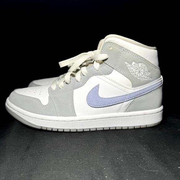 Jordan Shoes - Wmns Nike Air Jordan 1 Mid Wolf Grey Aluminum - Size 7 -Women's Gray Shoes